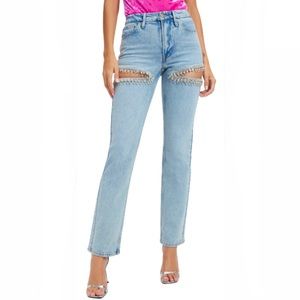 Good American Good Icon Diamond Cutout Embellished Jeans